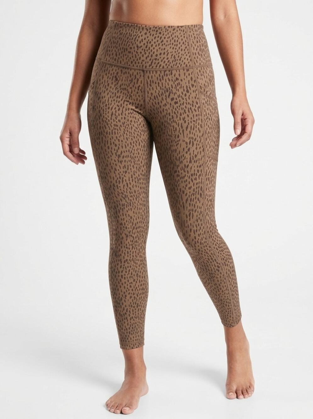 Athleta Printed Brown High Waist Skinny Knit Stretch Pants Women Size S